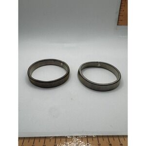 Vintage Silver Tone Metallic Textured Stretch Coiled Cuff Bangles Set of‎ 2 Lot